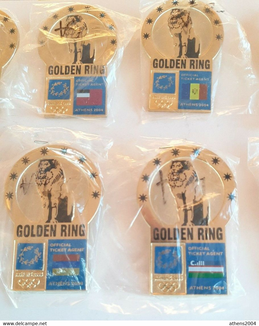 2004 Athens Olympic Games, Golden Ring, Official Ticket Agent,full Set Of 9 Pins - Jeux Olympiques