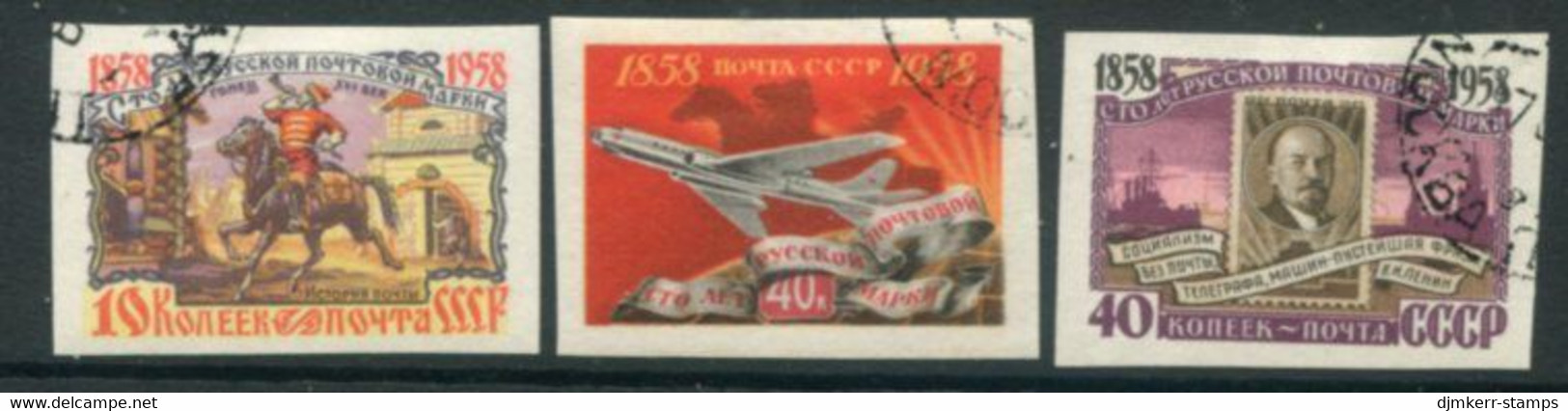 SOVIET UNION 1958 Russian Stamp Centenary Imperforate Used.  Michel 2114, 2118-19 B - Gebruikt