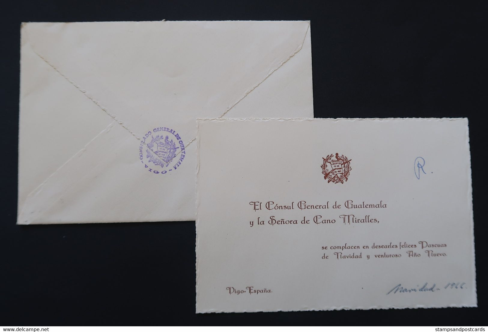 Espagne 1966 Lettre Franchise Postal Vigo Consulat Guatemala España Franquicia Consulado Official Paid Spain - Portofreiheit