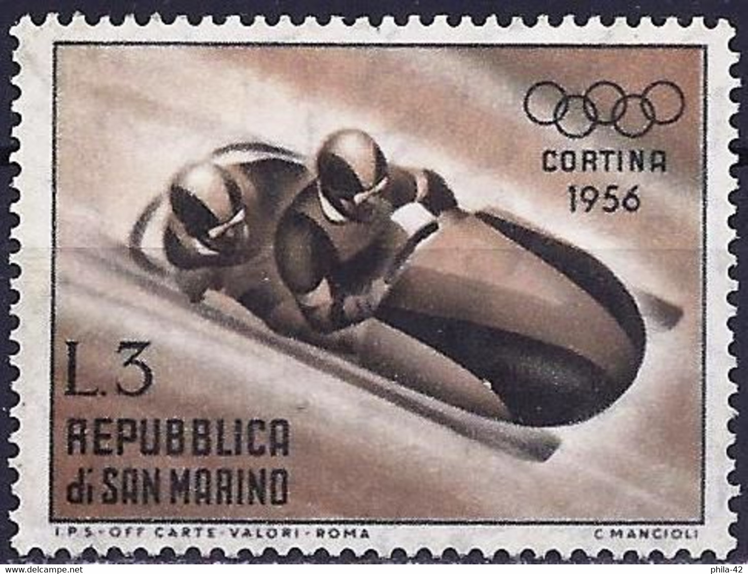 San Marino 1955 - Mi 537 - YT 404 ( Cortina D'Ampezzo Olympic Games L: Bobsleigh ) MNG - Inverno1956: Cortina D'Ampezzo