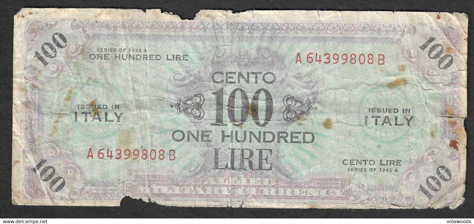 Italia - Banconota Circolata Da 100 Lire "AM Lire" P-M21b - 1943 #17 - 2. WK - Alliierte Besatzung