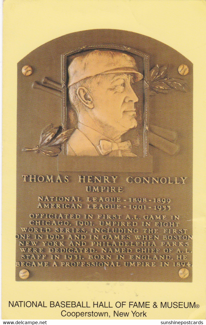 Thomas H Connolly Plaque National Baseball Hall Of Fame And Museum Cooperstown New York - Baseball