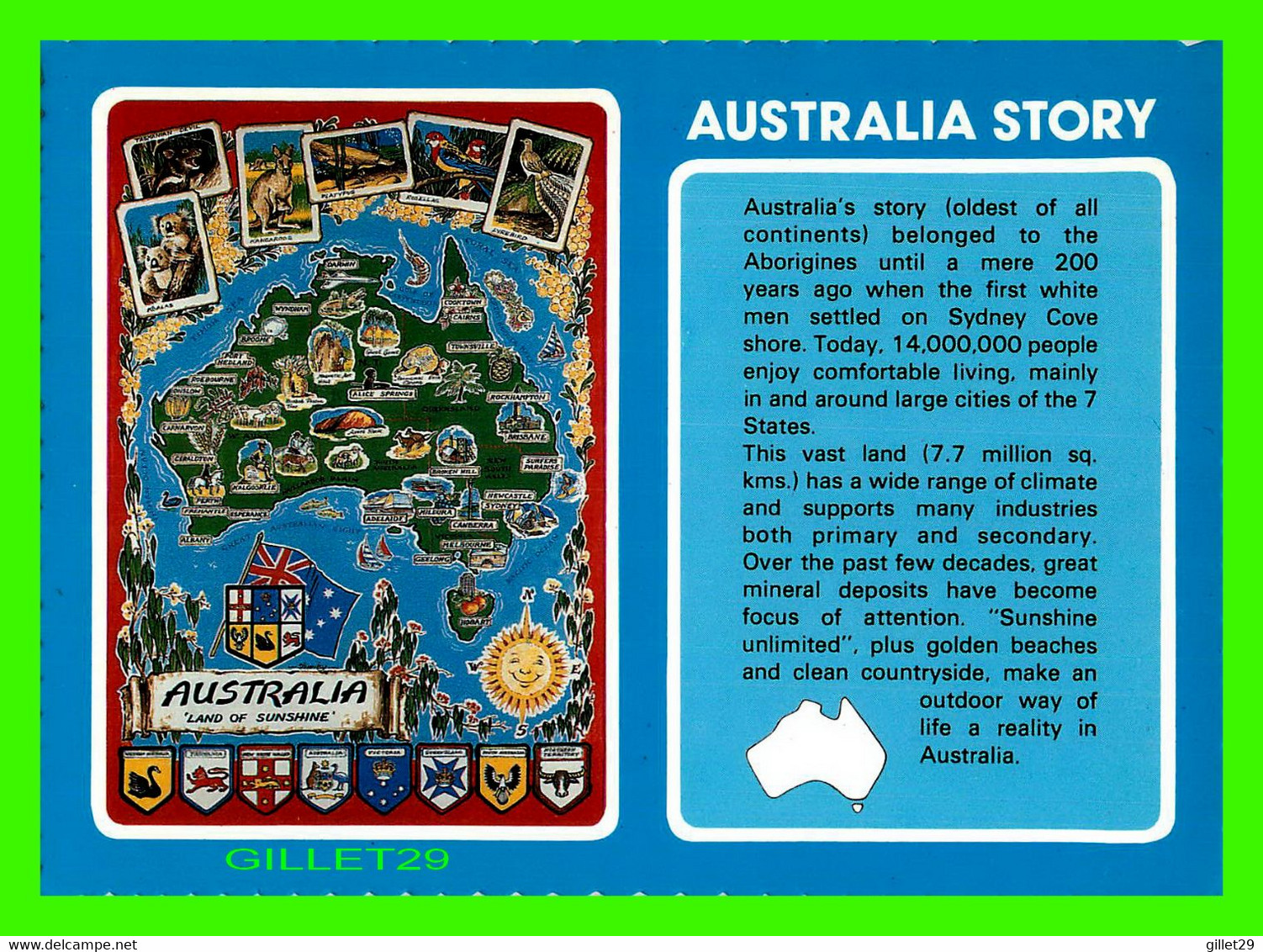 AUSTRALIE - THE AUSTRALIA LAND OF SUNSHINE STORY AND MAP - NU-CLOR-VUE - - Canberra (ACT)