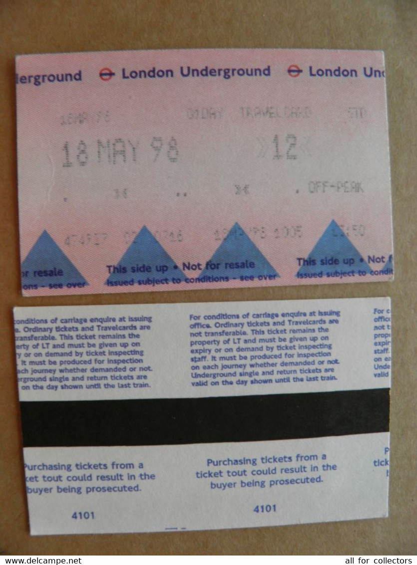 London Underground Ticket England Gb Uk 1998 Train Railway - Europe