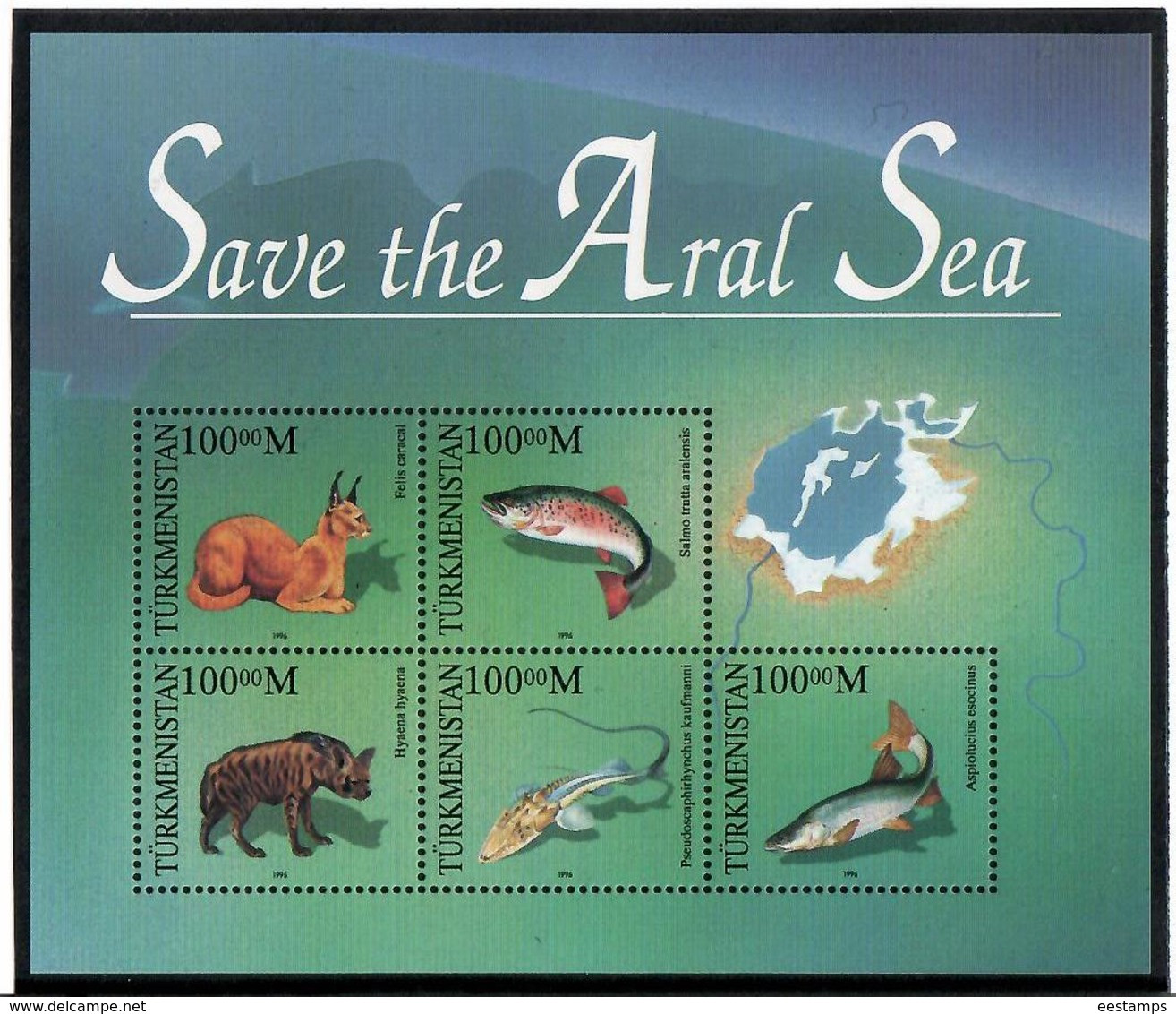 Turkmenistan.1996 Save The Aral Sea (Fauna). S/S Of 5v X 100.oo Michel # Bl.6 - Turkménistan