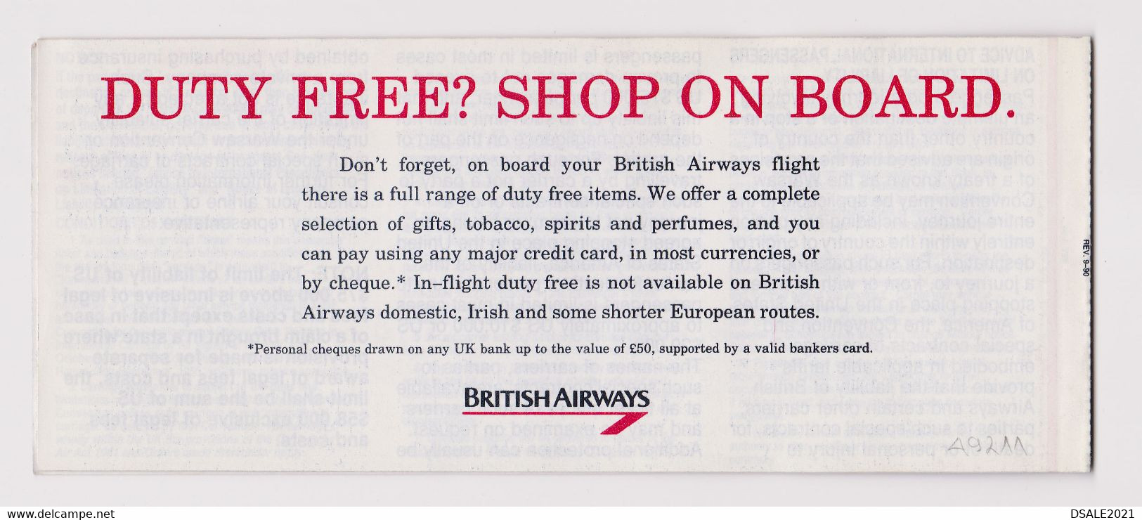 UK England BRITISH AIRWAYS Airline Carrier Passenger Ticket Used London To Sofia (49211) - Europe