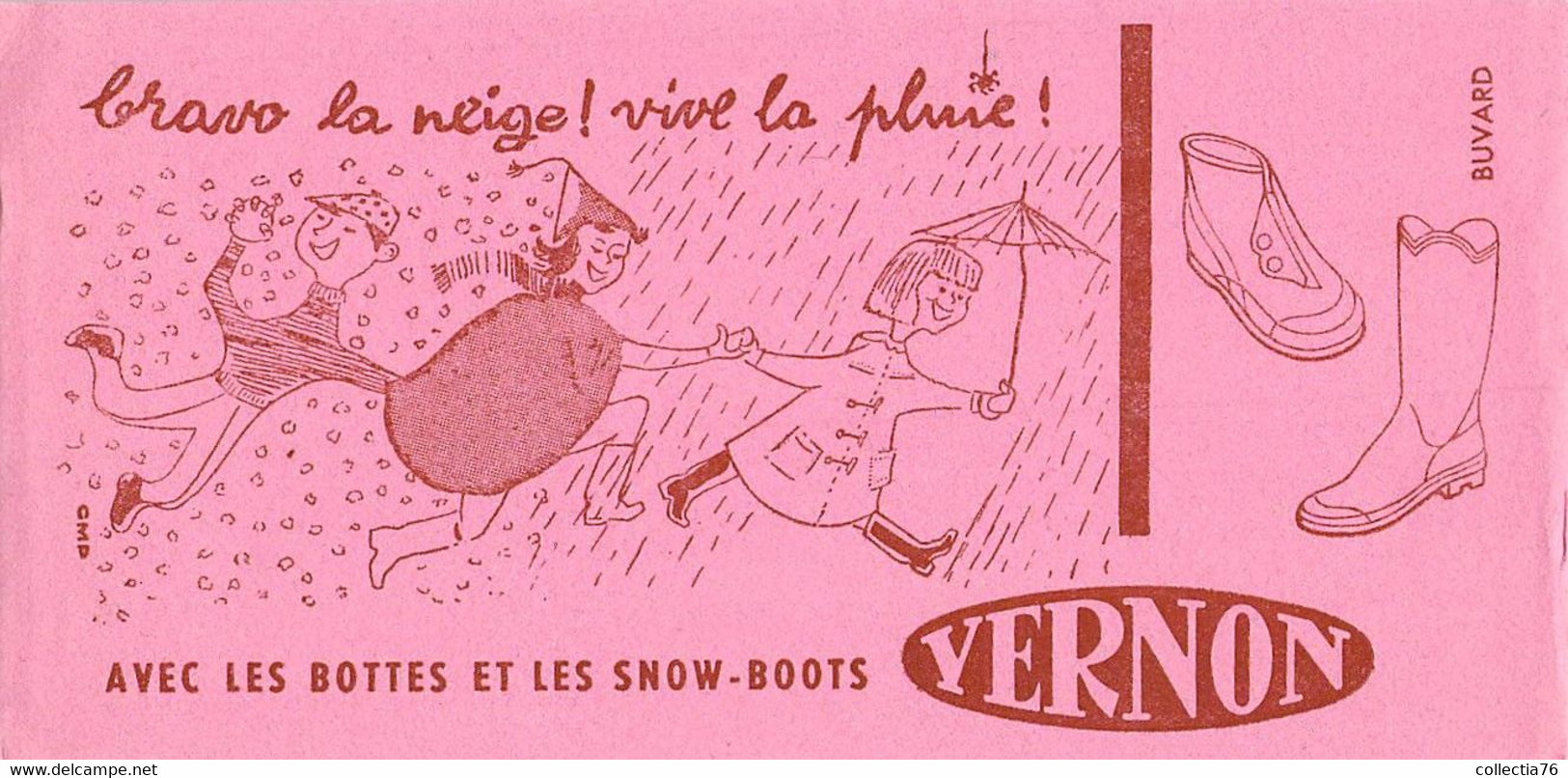 VIEUX PAPIERS BUVARD 11 X 22 CM CHASSURES VERNON BOTTES SNOW BOOTS - Textile & Clothing