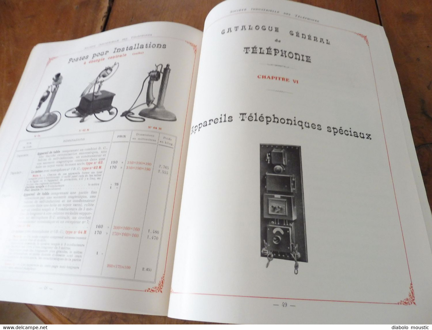 1909  Catalogue ancien CATALOGUE GÉNÉRAL de TÉLÉPHONIE (Société Industrielle des Téléphones)