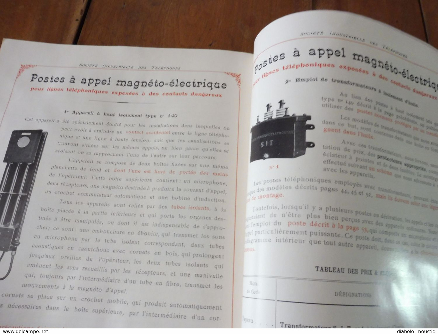 1909  Catalogue ancien CATALOGUE GÉNÉRAL de TÉLÉPHONIE (Société Industrielle des Téléphones)