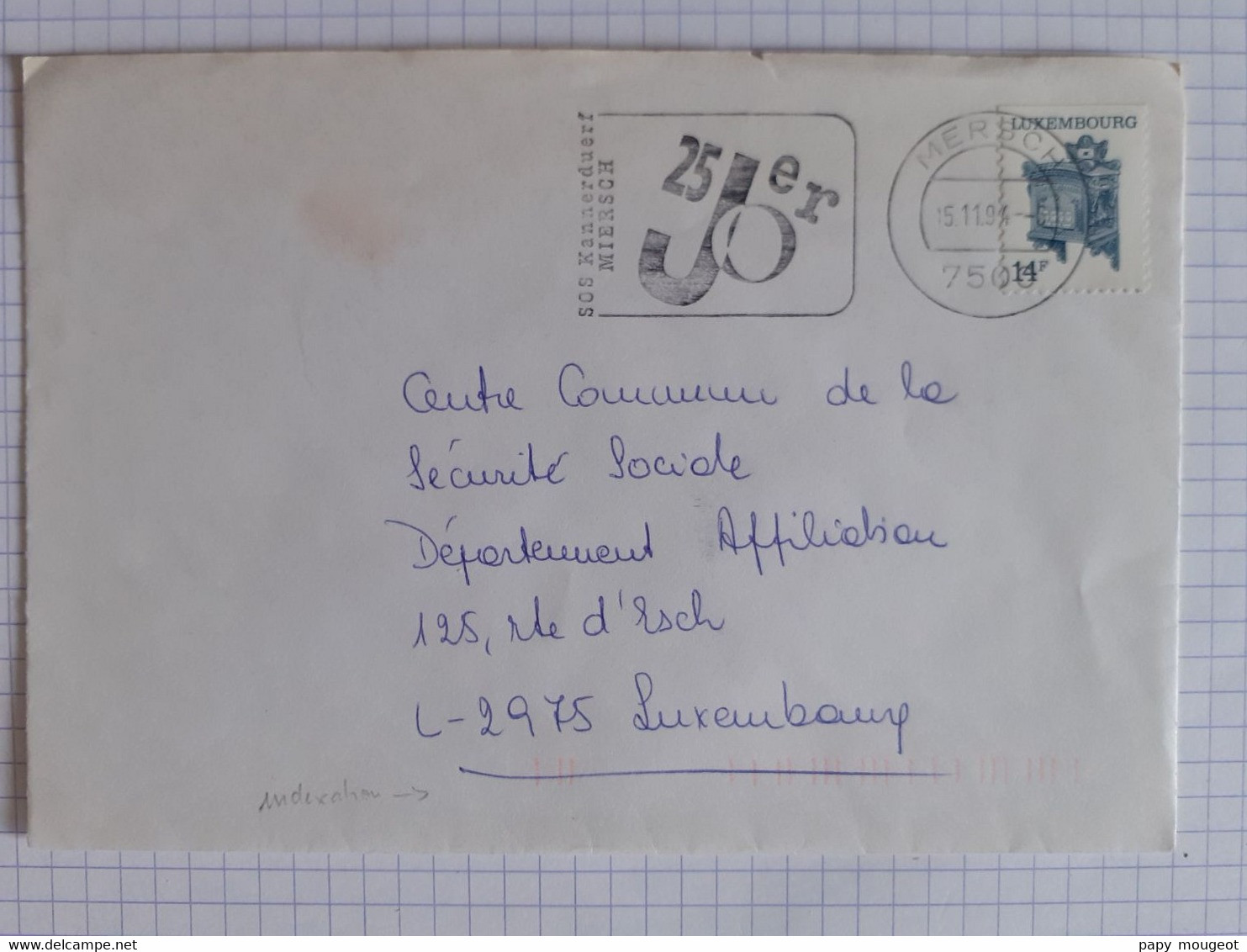 N°1282 Mi Musée De La Poste - Cachet De Mersch 15-11-1994 - Avec Indexation Automatique - Brieven En Documenten