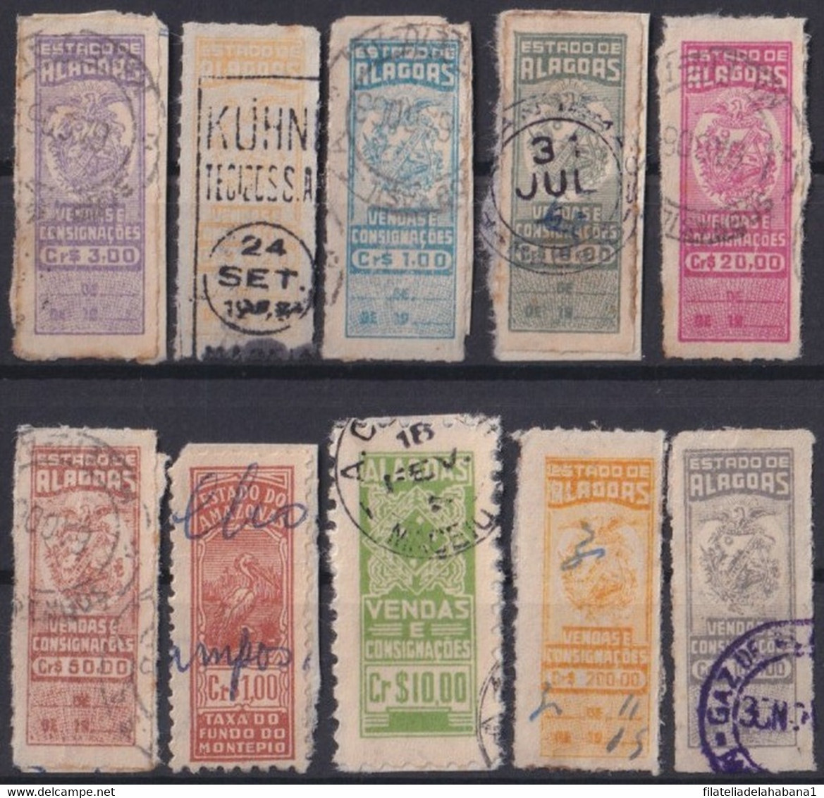 F-EX29493 BRAZIL BRASIL FEDERAL LOCAL REVENUE STAMPS LOT. ALAGOAS. - Timbres-taxe