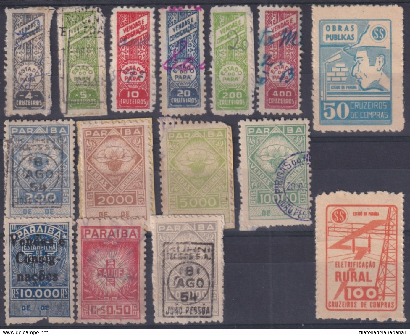 F-EX29500 BRAZIL BRASIL FEDERAL LOCAL REVENUE STAMPS LOT. PARIBA. - Segnatasse