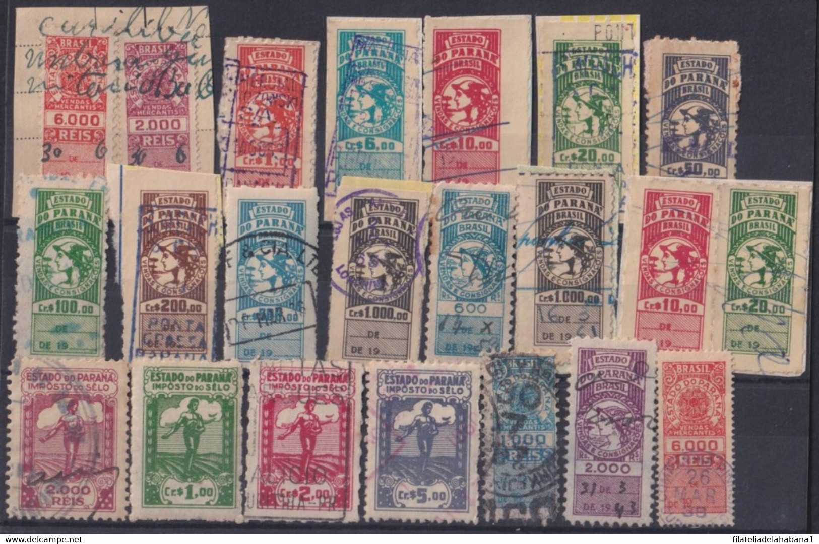 F-EX29501 BRAZIL BRASIL FEDERAL LOCAL REVENUE STAMPS LOT. PARANA. - Segnatasse