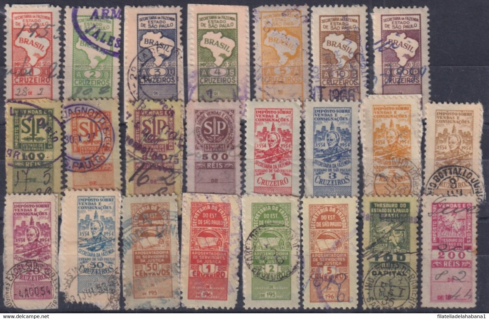 F-EX29509 BRAZIL BRASIL FEDERAL LOCAL REVENUE STAMPS LOT ALL DIFERENT. SAO PAULO. - Postage Due