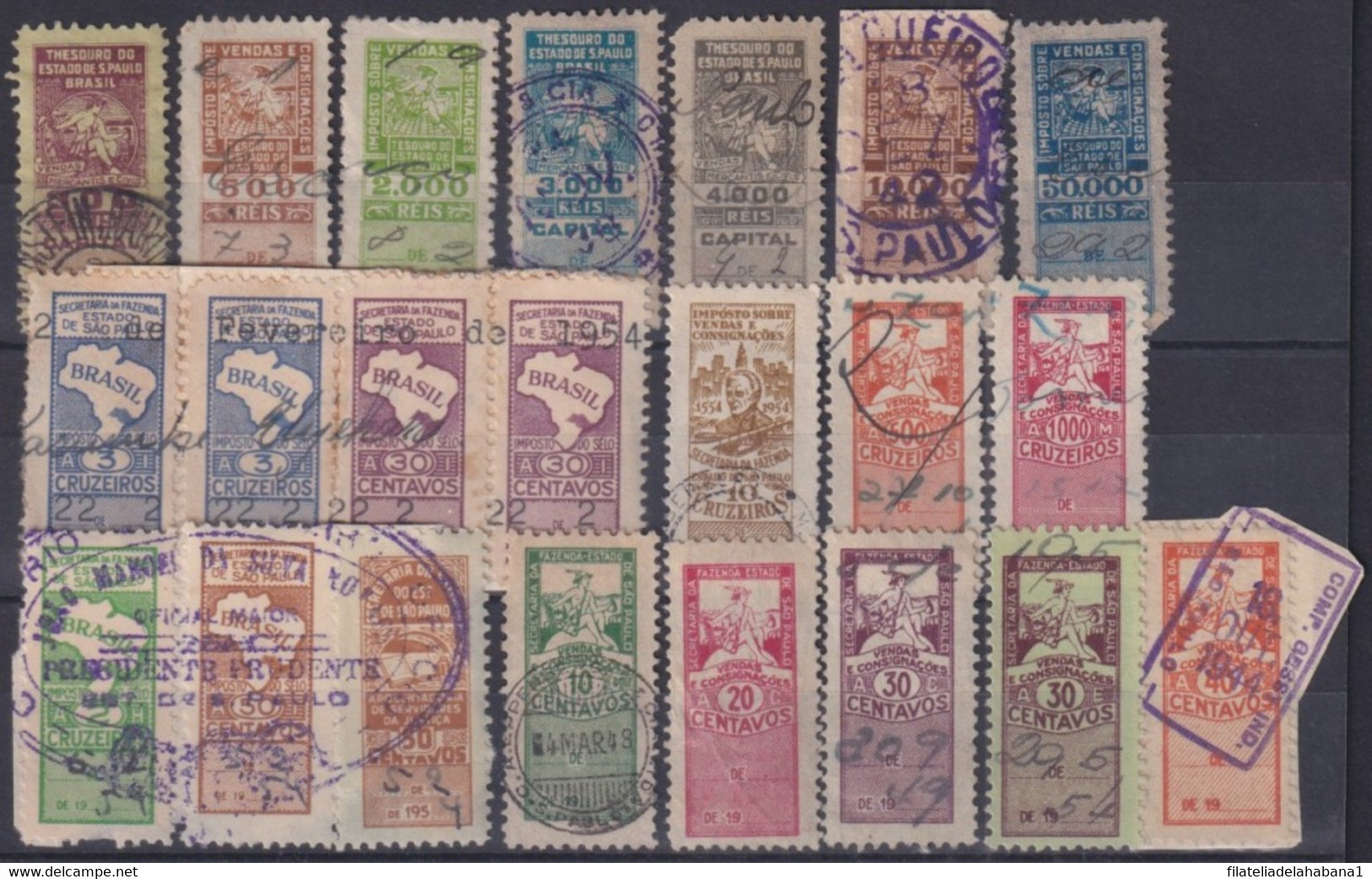 F-EX29510 BRAZIL BRASIL FEDERAL LOCAL REVENUE STAMPS LOT ALL DIFERENT. SAO PAULO. - Postage Due