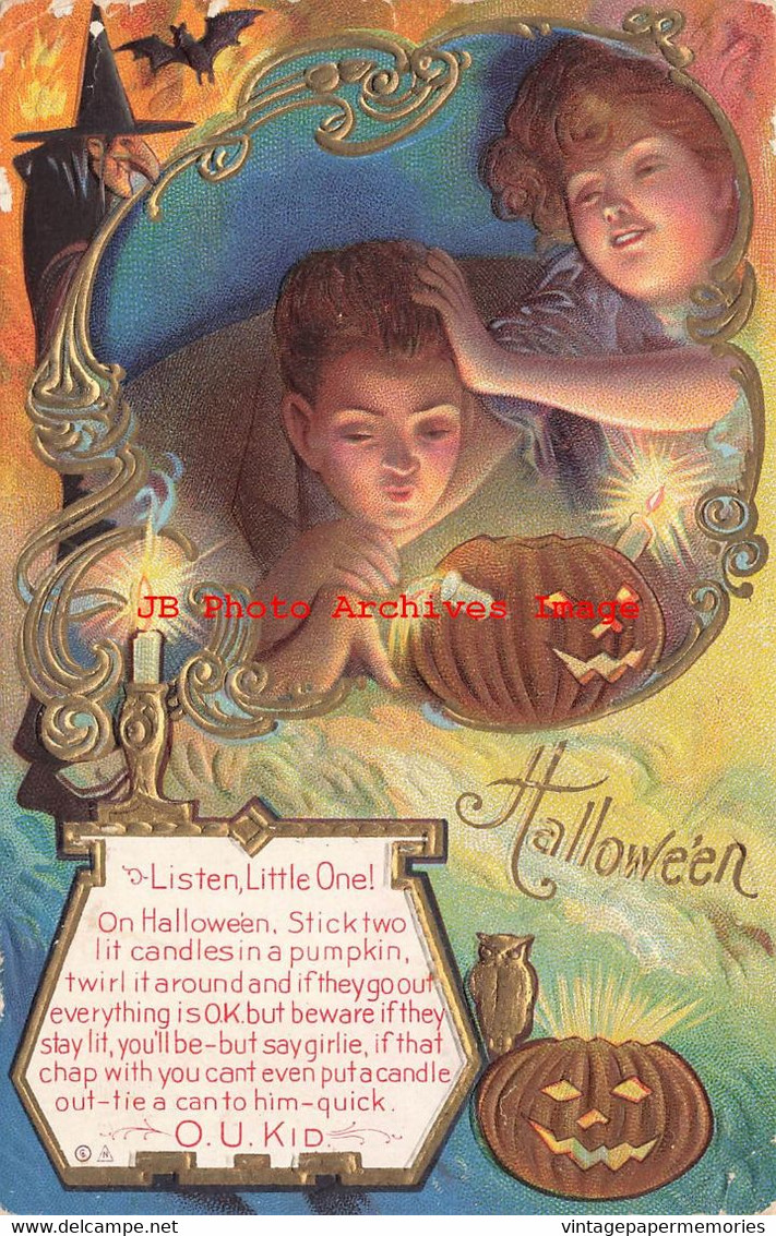 344507-Halloween, Nash No 6b-1, OU Kid, Spinning JOL With Two Lit Candles - Halloween