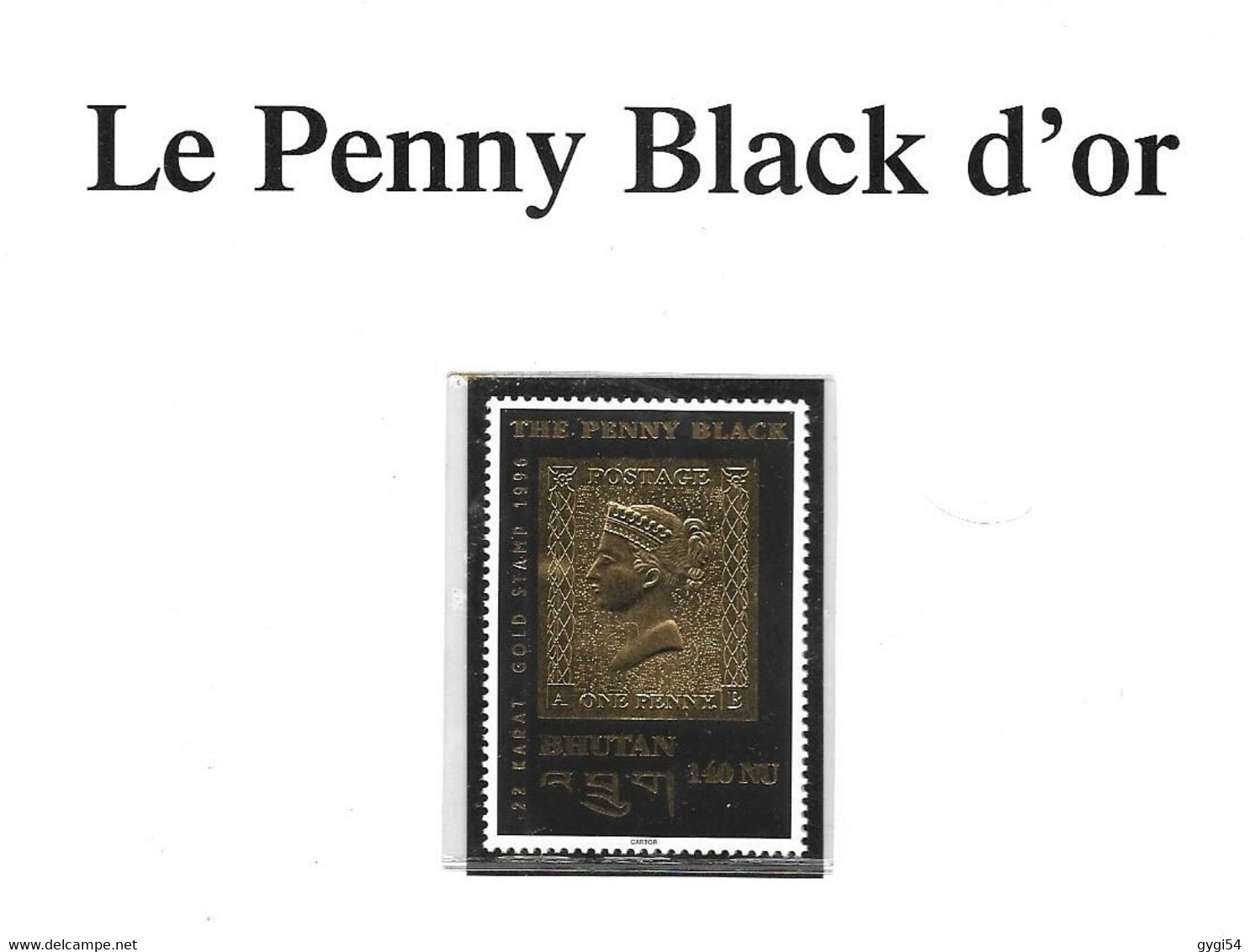 Bhoutan Le Penny Black Noir OR De 1996 Num 1129 Neuf ** - Bhutan