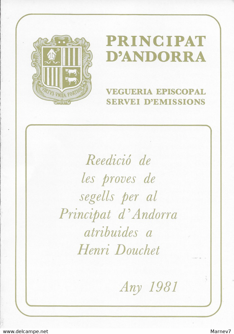 Andorre Andorra - Viguerie Episcopale Vigueria Episcopal - 1981 - Reedicio Proves Atribuides à Henri Douchet - Vicariato Episcopale