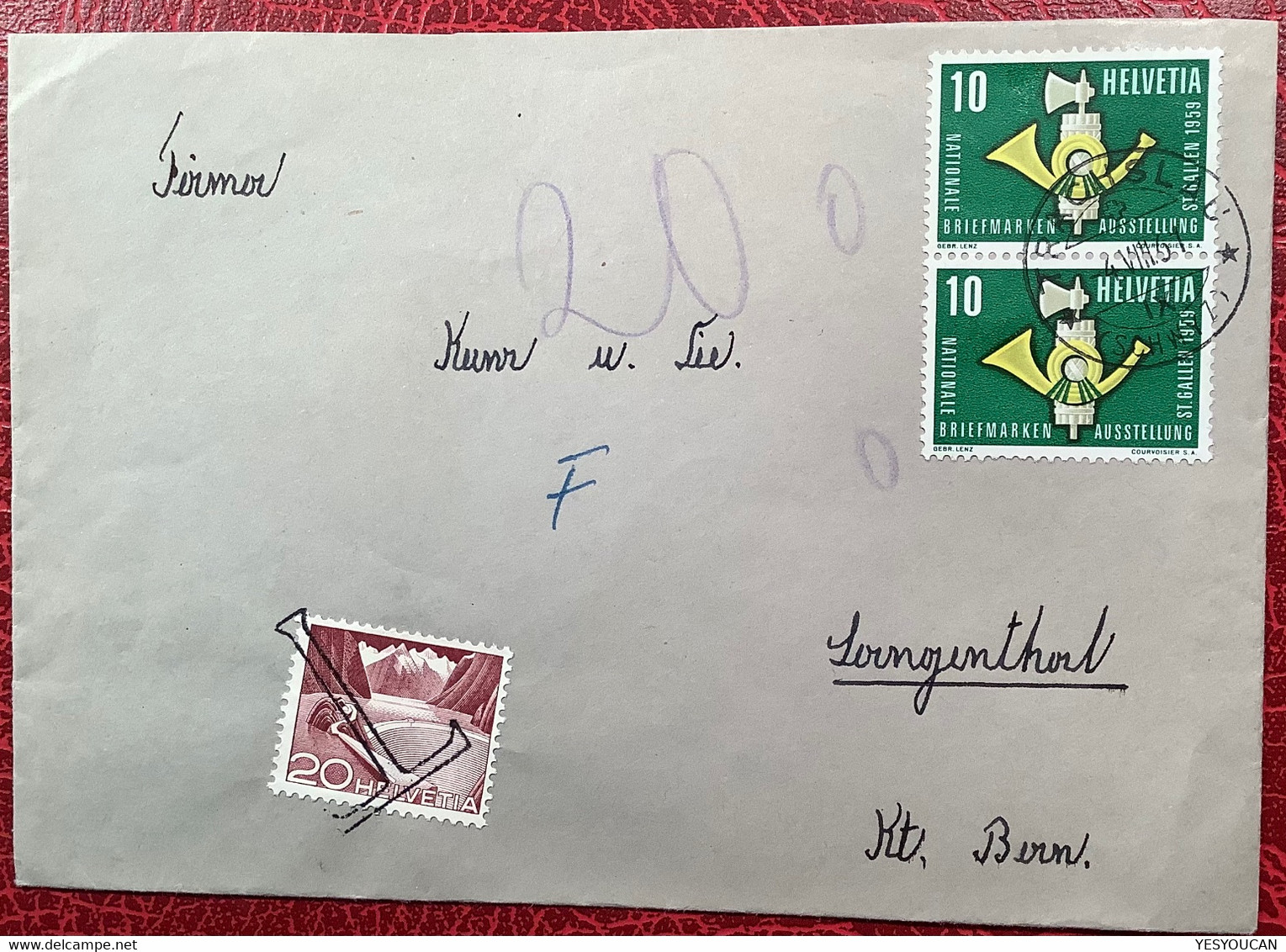 NICHT MEHR GÜLTIGE  ZNr 344 BRIEF TRACHSLAU SZ 1961>LANGENTHAL BERN Schweiz 301 Als Portomarke - Segnatasse