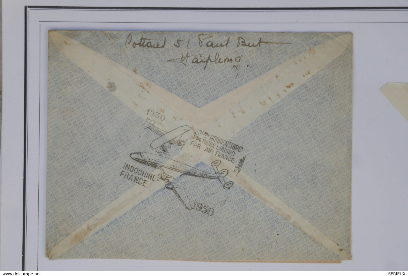 BB6  INDOCHINE  BELLE LETTRE 1950 HAIPHONG  POUR VICHY  +AEROPHILATELIE+PAIRES  DE TP ++AFFRANCH.INTERESSANT - Airmail