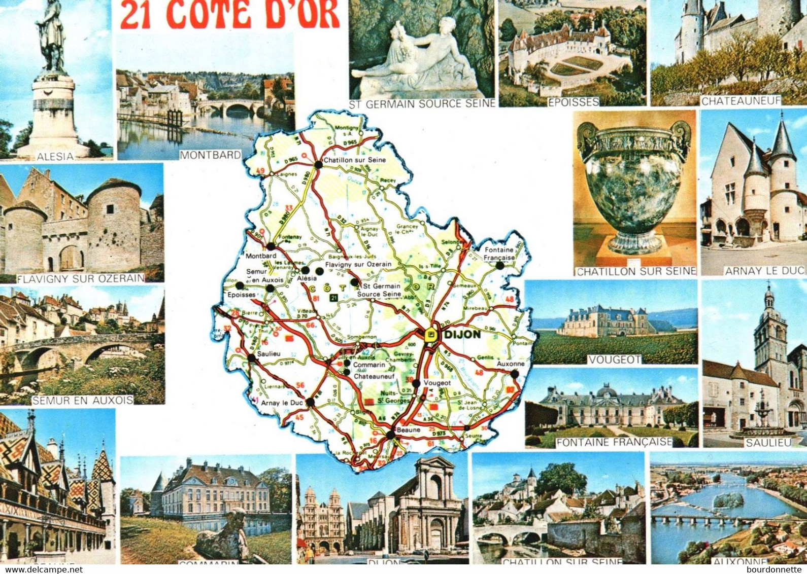 21-Carte Contour Géographique Du Département De  COTE D'OR - Maps