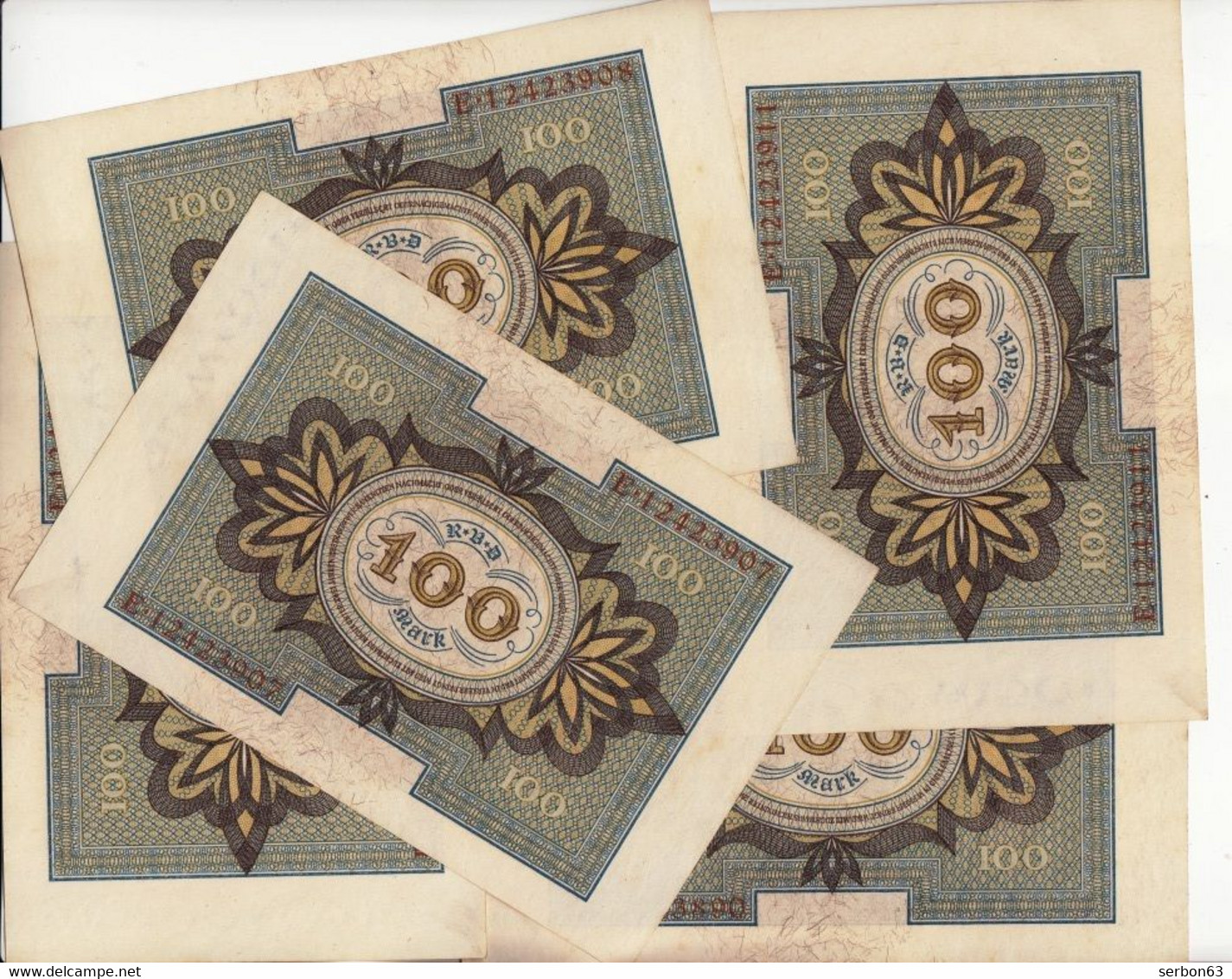 10 BILLETS MONNAIE PAPIER BILLET DE BANQUE 1920  ALLEMAGNE 100 MARK HUNDERT MARK E.12423903...RBD - 100 Mark