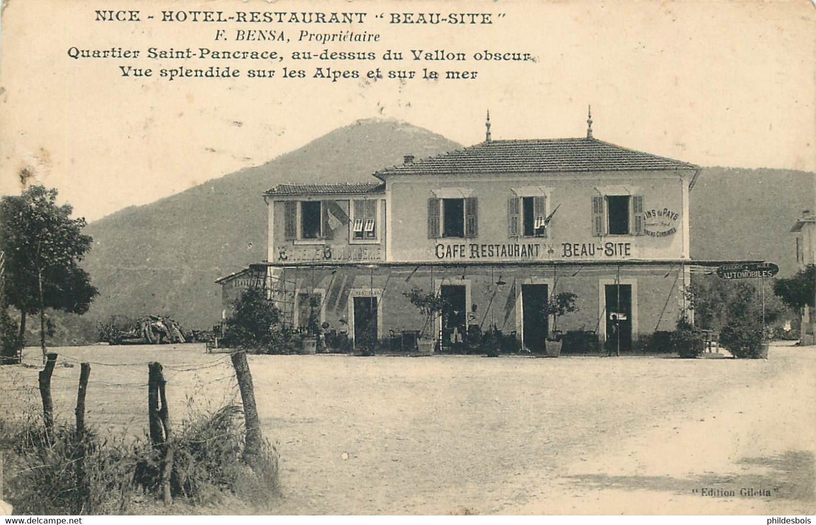 ALPES MARITIMES  NICE Hotel Restaurant  " Beau Site " F.BENSA Propriétaire - Cafés, Hôtels, Restaurants