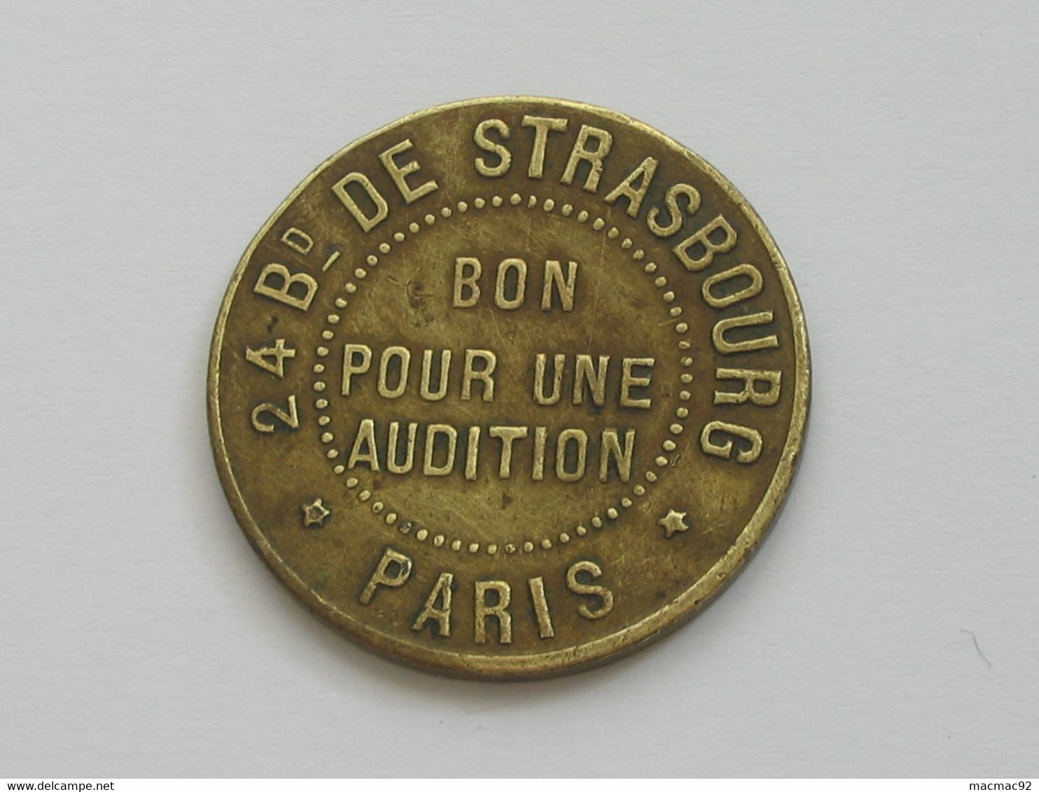 Jeton Bon Pour Une Audition - 24 Bd De Strasbourg - PARIS - Autophone Concert   *** EN ACHAT IMMEDIAT **** - Monétaires / De Nécessité