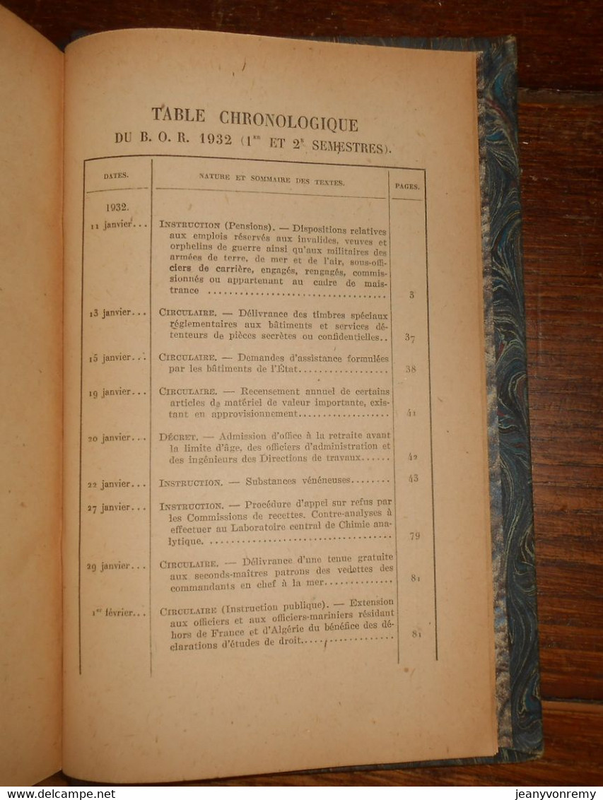 Bulletin Officiel De La Marine. 1er Et 2ème Semestres 1932. République Française. 1948. - Histoire