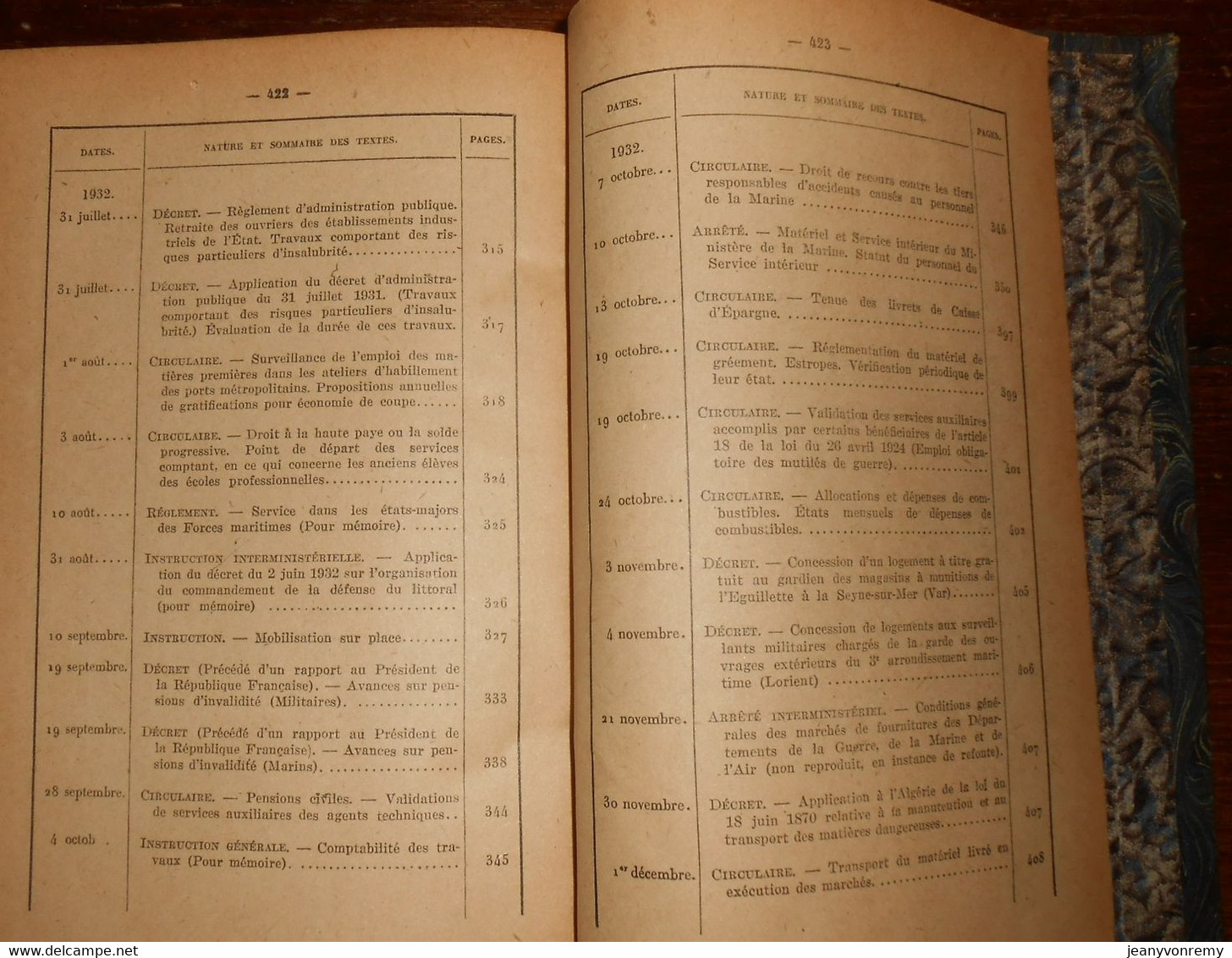 Bulletin Officiel de la Marine. 1er et 2ème semestres 1932. République française. 1948.