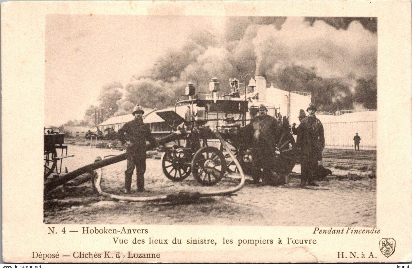 Sapeurs Pompiers - Hoboken ANVERS - Vue Des Lieux Du Sinistre , Les Pompiers à L'oeuvre (état En Bas Coupures) - Sapeurs-Pompiers