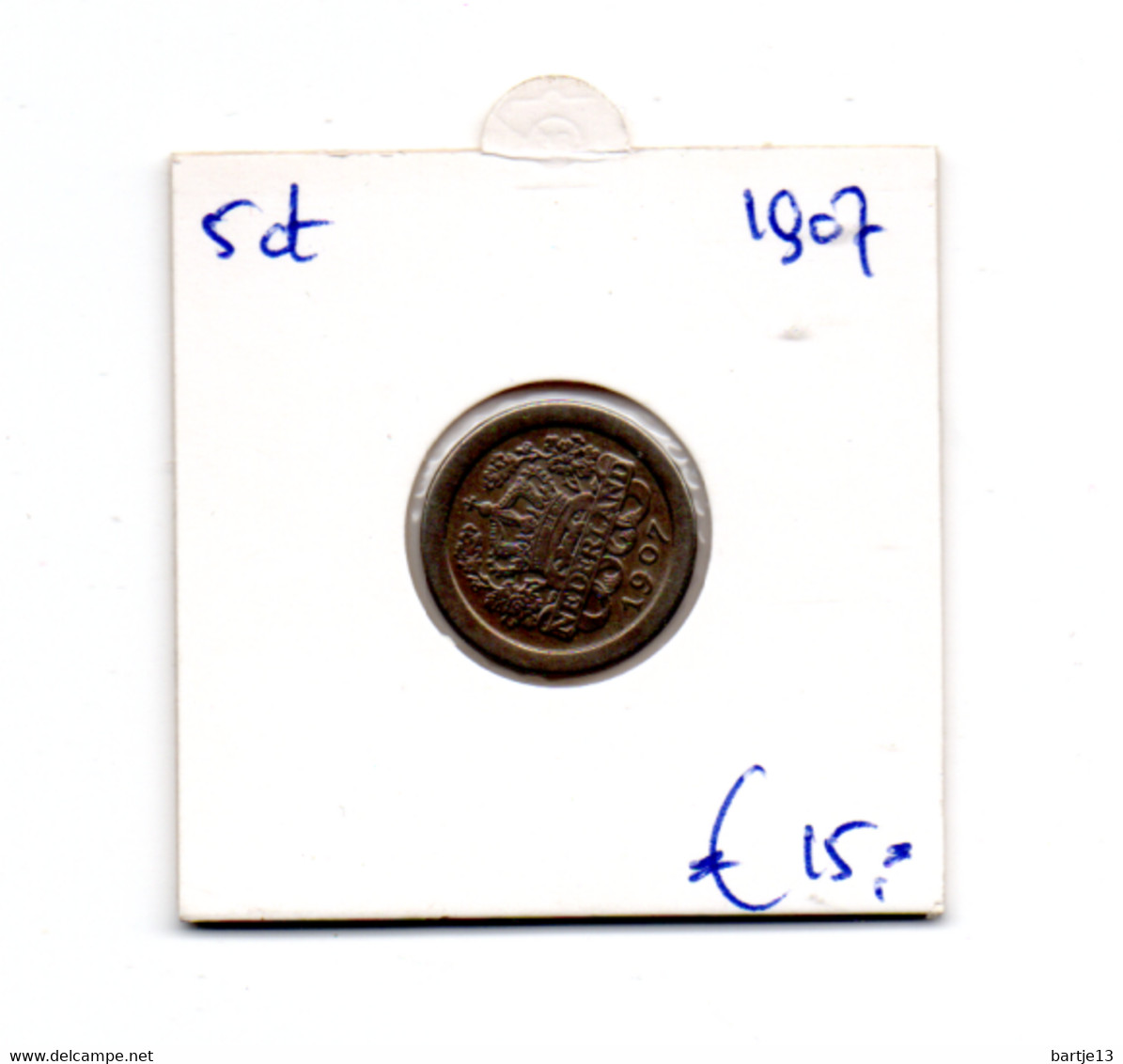 NEDERLAND 5 CENT 1907 - 5 Cent