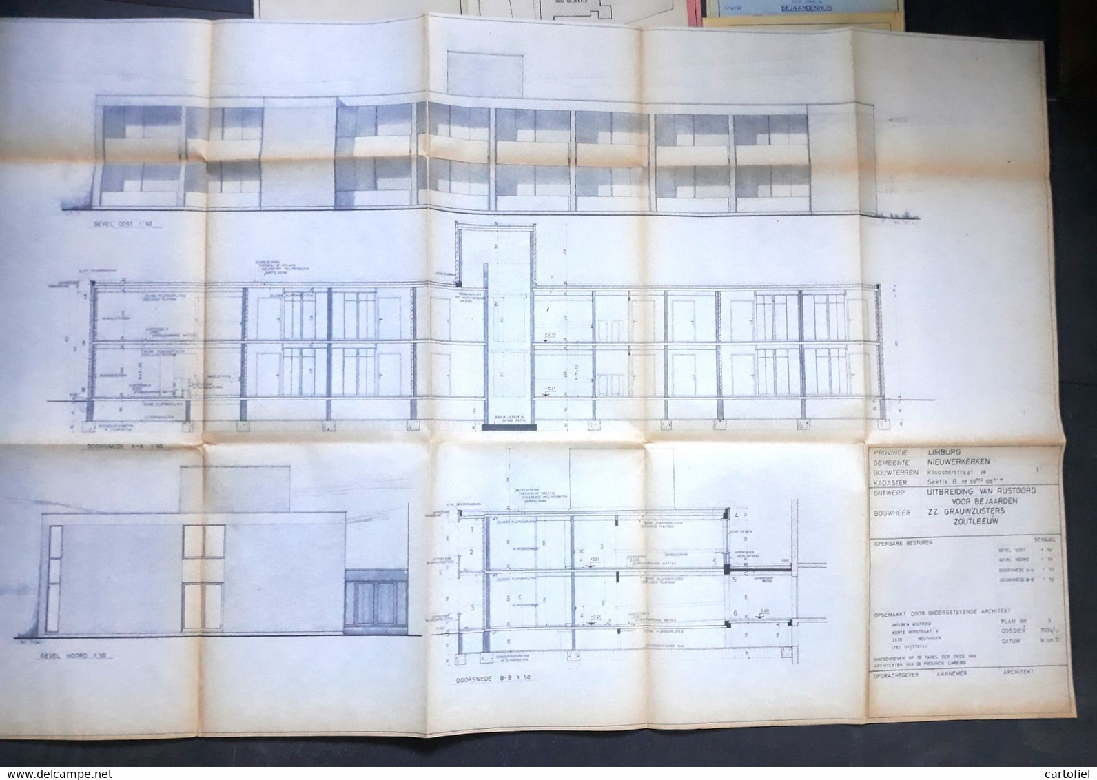 NIEUWERKERKEN-ZOUTLEEUW-GRAUWZUSTERS-RUSTOORD-HUIZE-ST-JOZEF-KLOOSTERSTRAAT 26-LOT VAN 16 ORIGINELE PLANNEN-JAREN70+80