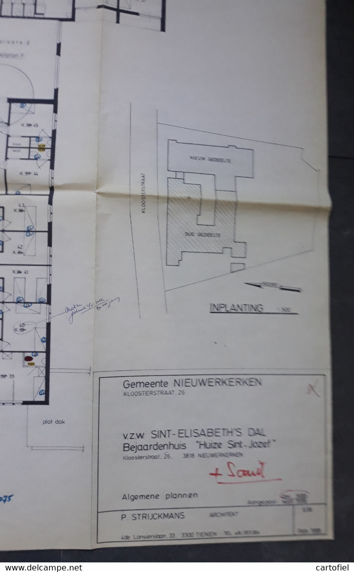 NIEUWERKERKEN-ZOUTLEEUW-GRAUWZUSTERS-RUSTOORD-HUIZE-ST-JOZEF-KLOOSTERSTRAAT 26-LOT VAN 16 ORIGINELE PLANNEN-JAREN70+80