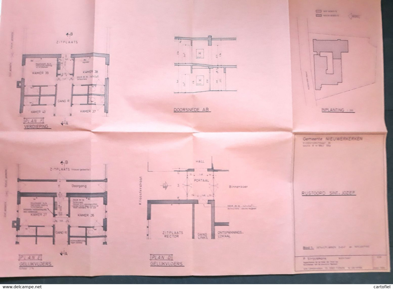 NIEUWERKERKEN-ZOUTLEEUW-GRAUWZUSTERS-RUSTOORD-HUIZE-ST-JOZEF-KLOOSTERSTRAAT 26-LOT VAN 16 ORIGINELE PLANNEN-JAREN70+80