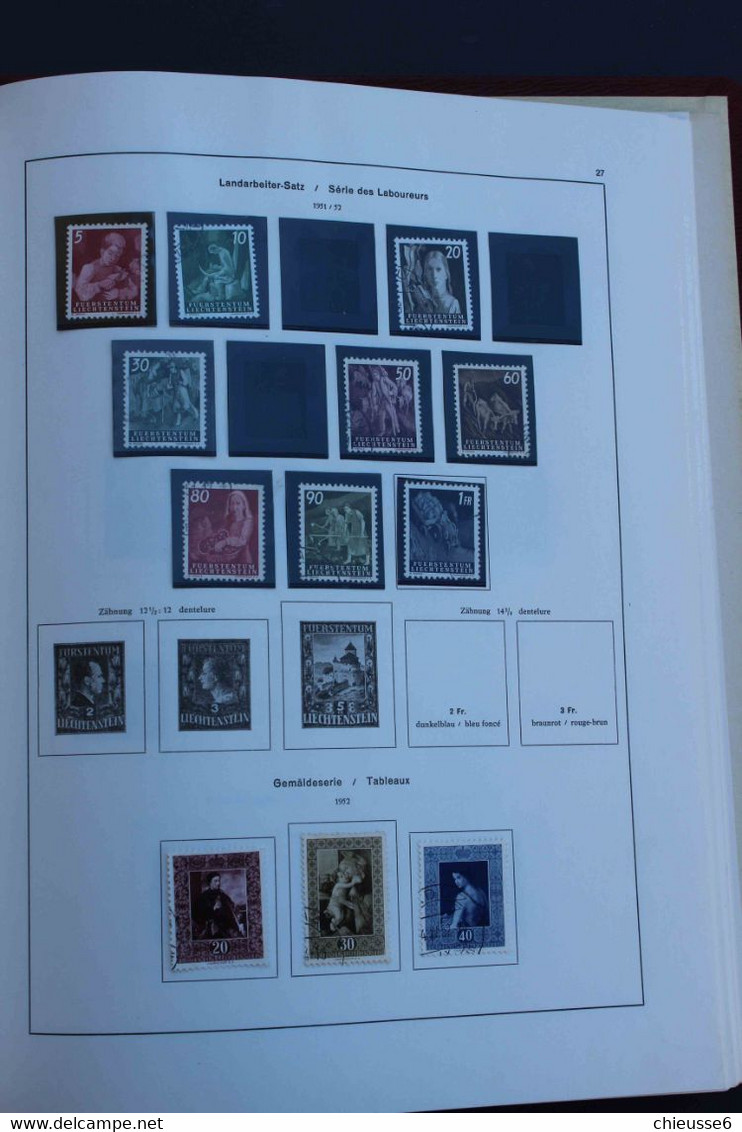 Liechtenstein  collection dans un classeur bordeaux " BIELLA" - 1912 à 1964  + service - PA - taxe - timbres tout état