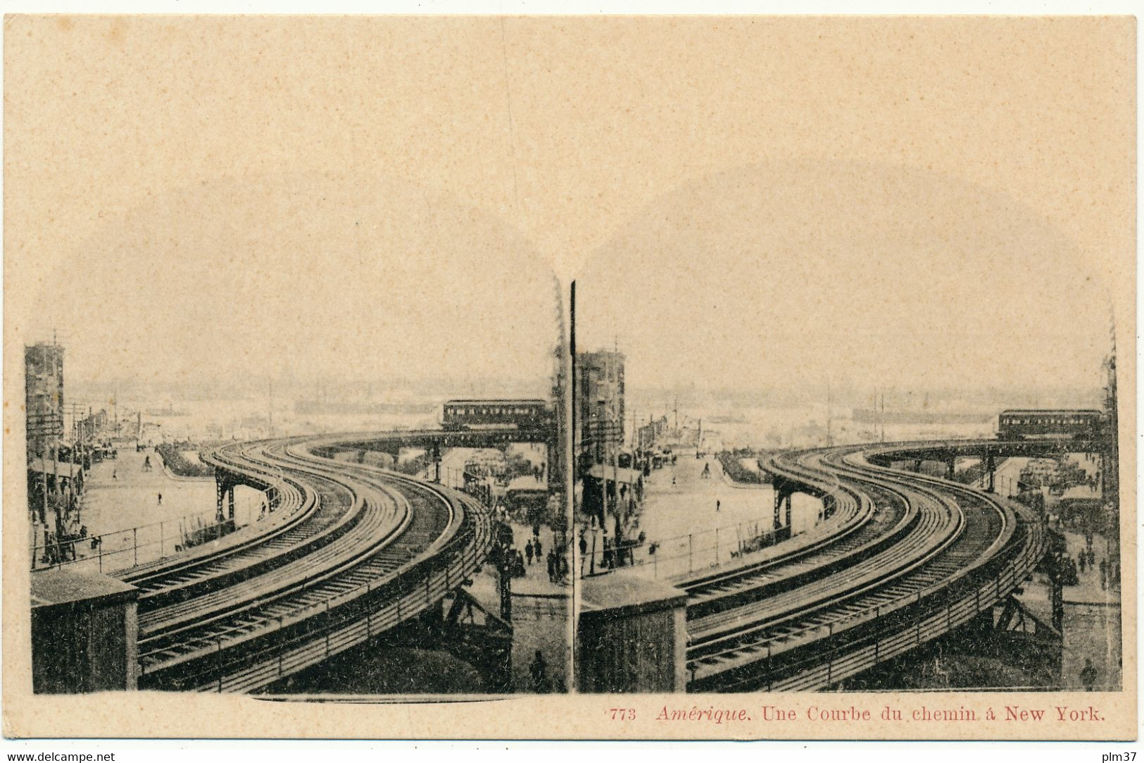 NEW YORK - Carte Stéréoscopique, Courbe Du Chemin De Fer - Transports