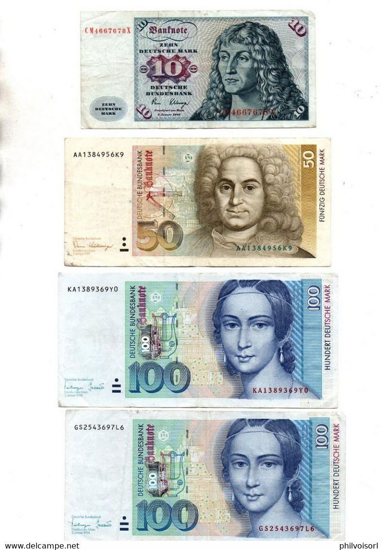 ALLEMAGNE 4 BILLETS TOTALISANT 260 DEUTCHE MARK - Other & Unclassified