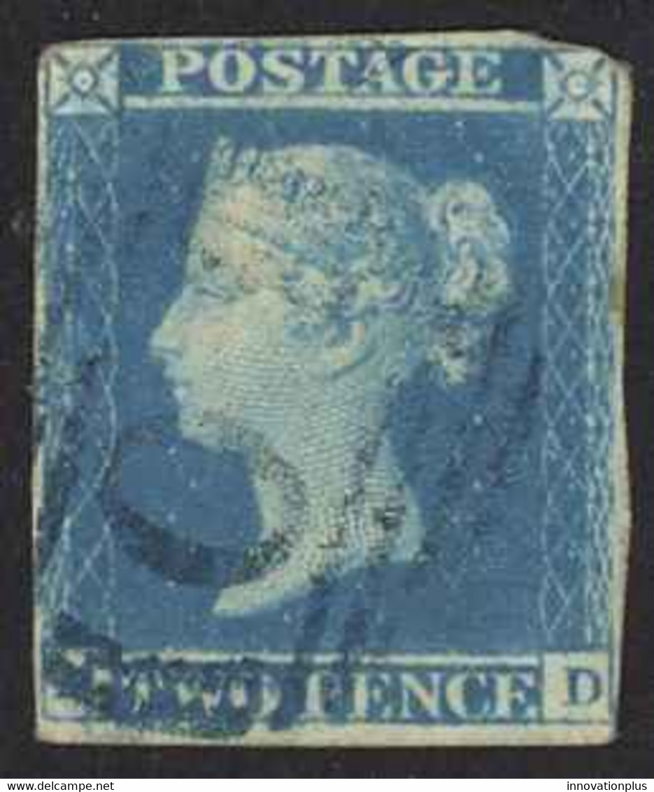 GB Sc# 4 SG# 14 (Plate 3) Used (1844 Blue Cancel?) 1841 2p Queen Victoria - Oblitérés