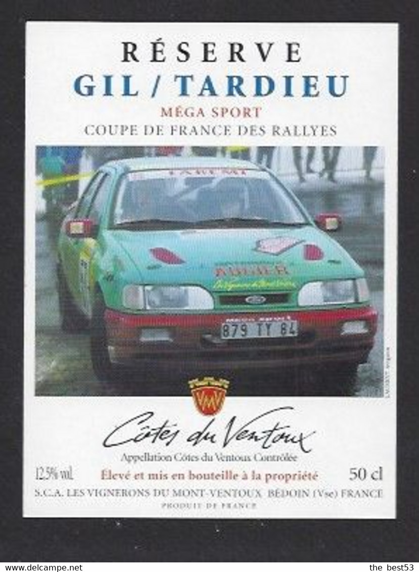 Etiquette De Vin Côtes Du Ventoux  -  Réserve Gil Tardieu Méga Sport Coupe De France Des Rallyes  - Thème Automoblile - Autorennen