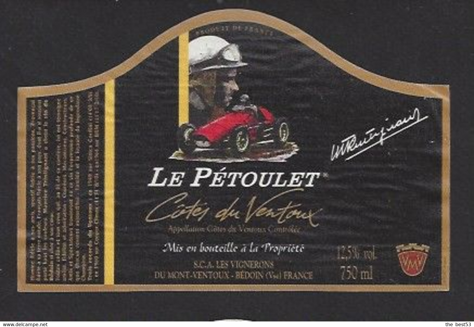 Etiquette De Vin Côtes Du Ventoux  -  Le Pétoulet Maurice Trintignant - Thème Automoblile - Corse Automobilistiche