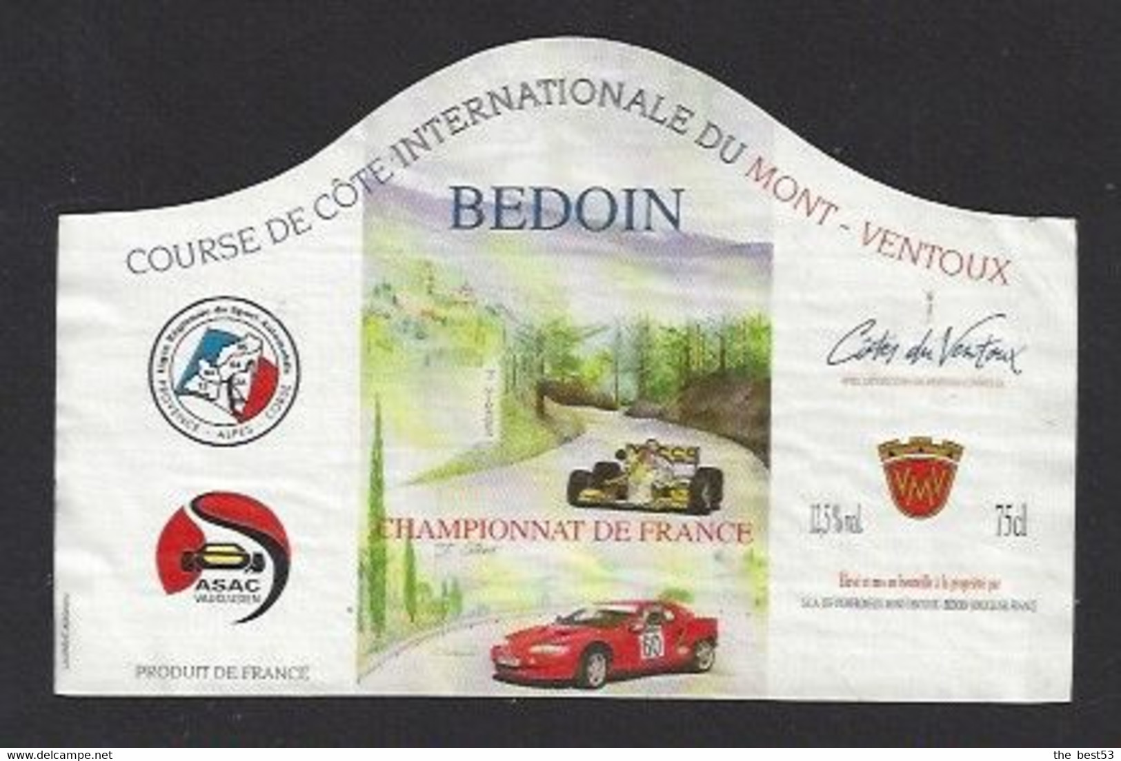 Etiquette De Vin Côtes Du Ventoux - Course De Côte Internationale Championnat De France à Bedoin (84) -Thème Automoblile - Auto Races