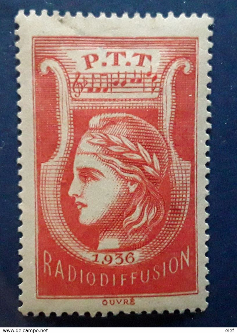 France  RADIODIFFUSION 1936 , Rouge , Neuf * MH TB Cote 40 Euros - Radiodiffusion