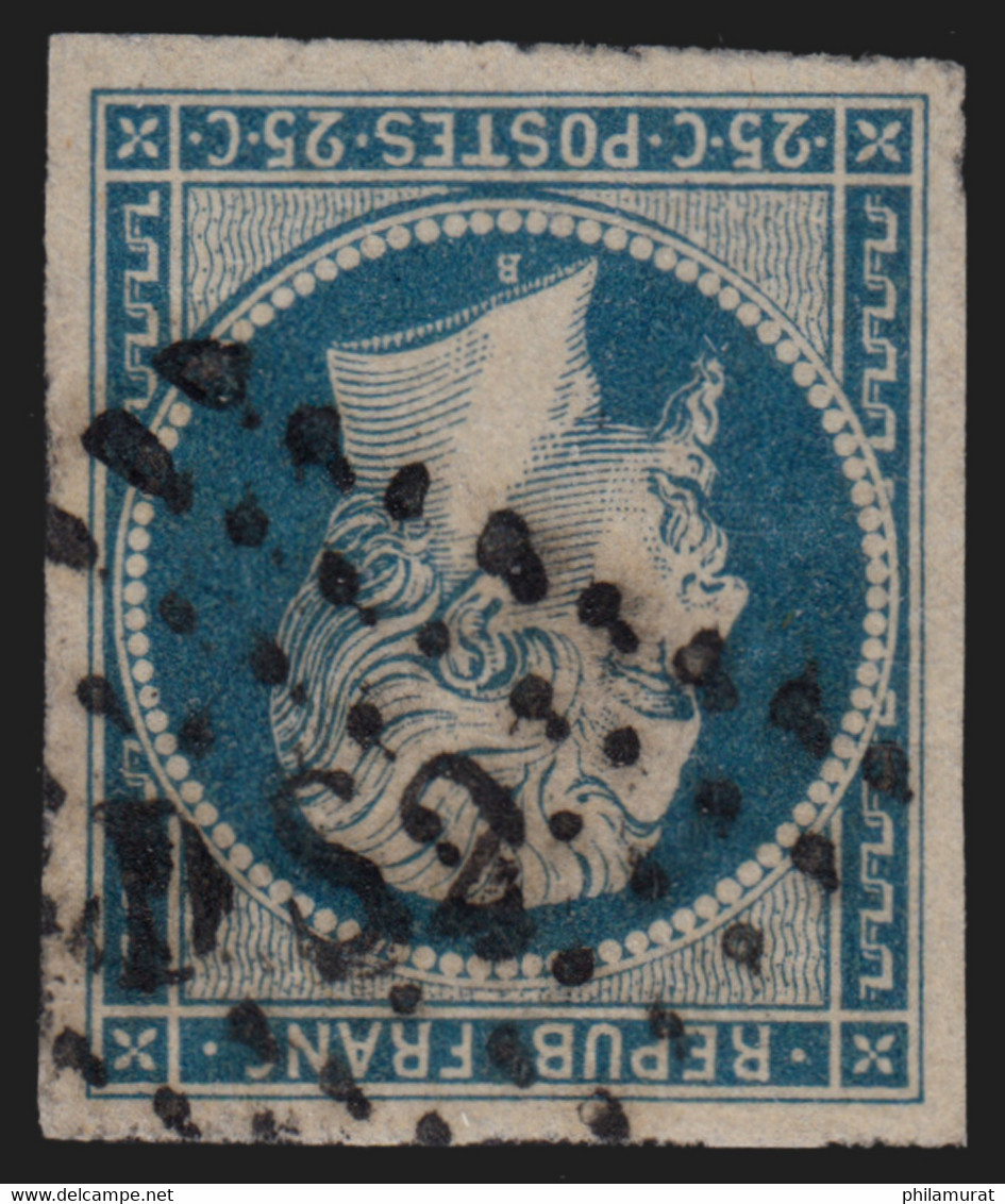 N°10, Présidence 25c Bleu, Oblitéré Bureau De Paris DS2 Lettres Romaines - TTB - 1852 Louis-Napoléon