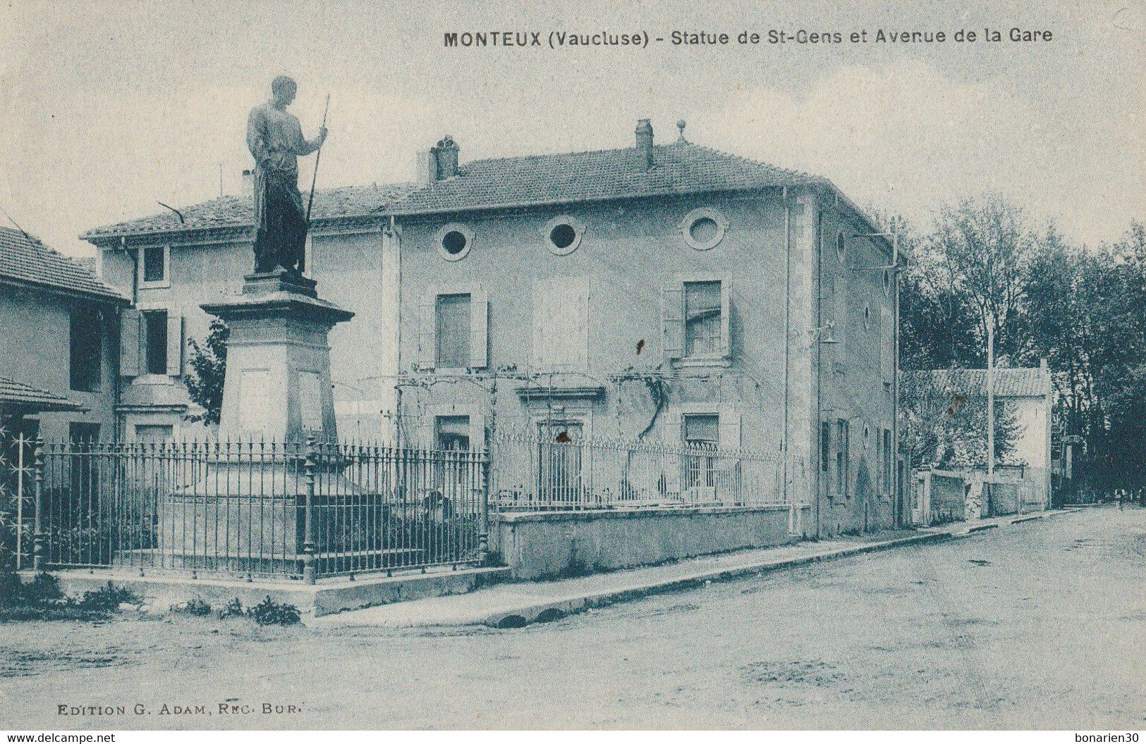 CPA 84  MONTEUX  STATUE ST GENS AVENUE DE LA GARE - Monteux