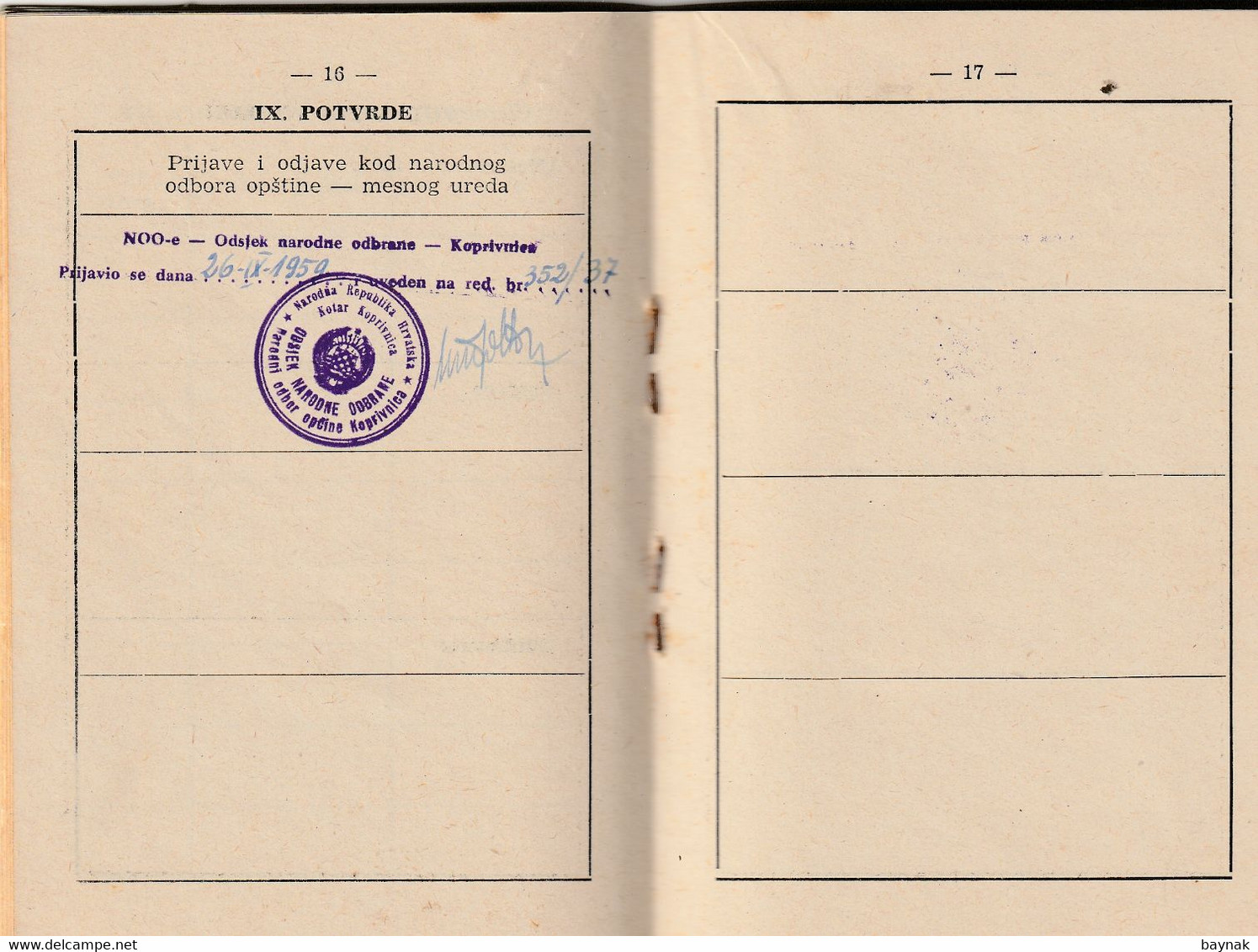 YUGOSLAVIA , BOSNIA   - JNA  -- YU ARMY  -   VOJNA KNJIZICA  --  SOLDBUCH   - MILITARY PASS - Documents