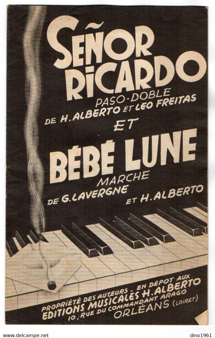 VP20.299 - ORLEANS - Ancienne Partition Musicale ¨ Senor Ricardo Et Bébé Lune ¨ De H.ALBERTO Et L.FREITAS / G.LAVERGNE - Spartiti