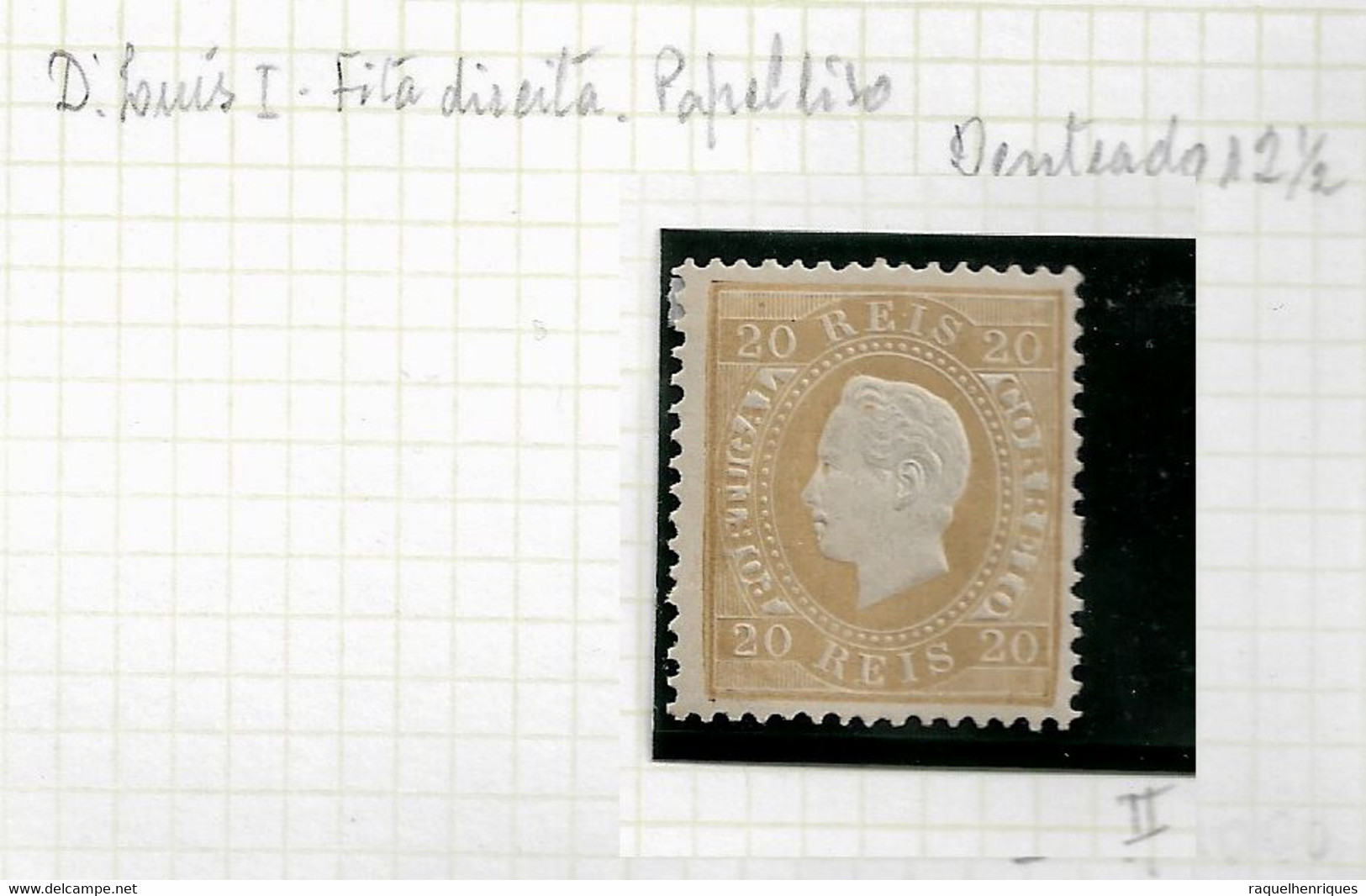 PORTUGAL STAMP - 1870/76 D. LUIS I - 20 R Md#39a P.LISO Perf:12½ MH (LPT1#57) - Ongebruikt