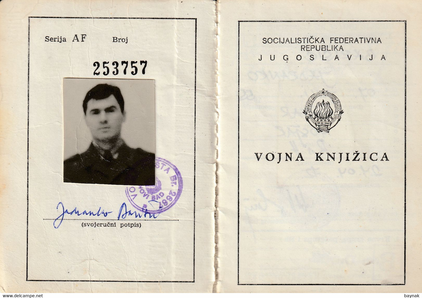 YUGOSLAVIA , CROATIA   - JNA  -- YU ARMY  -   VOJNA KNJIZICA  --  SOLDBUCH   - MILITARY PASS  --  1964 - Documents