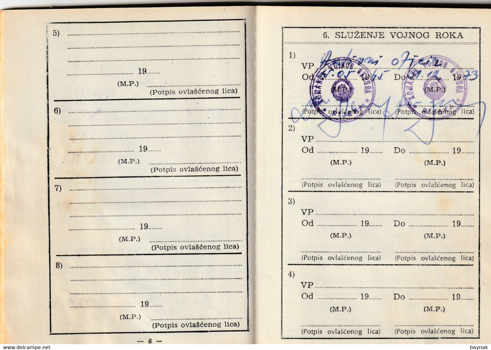 YUGOSLAVIA , CROATIA   - JNA  -- YU ARMY  -   VOJNA KNJIZICA  --  SOLDBUCH   - MILITARY PASS  --  POTPUKOVNIK --  LIEUTE - Documents